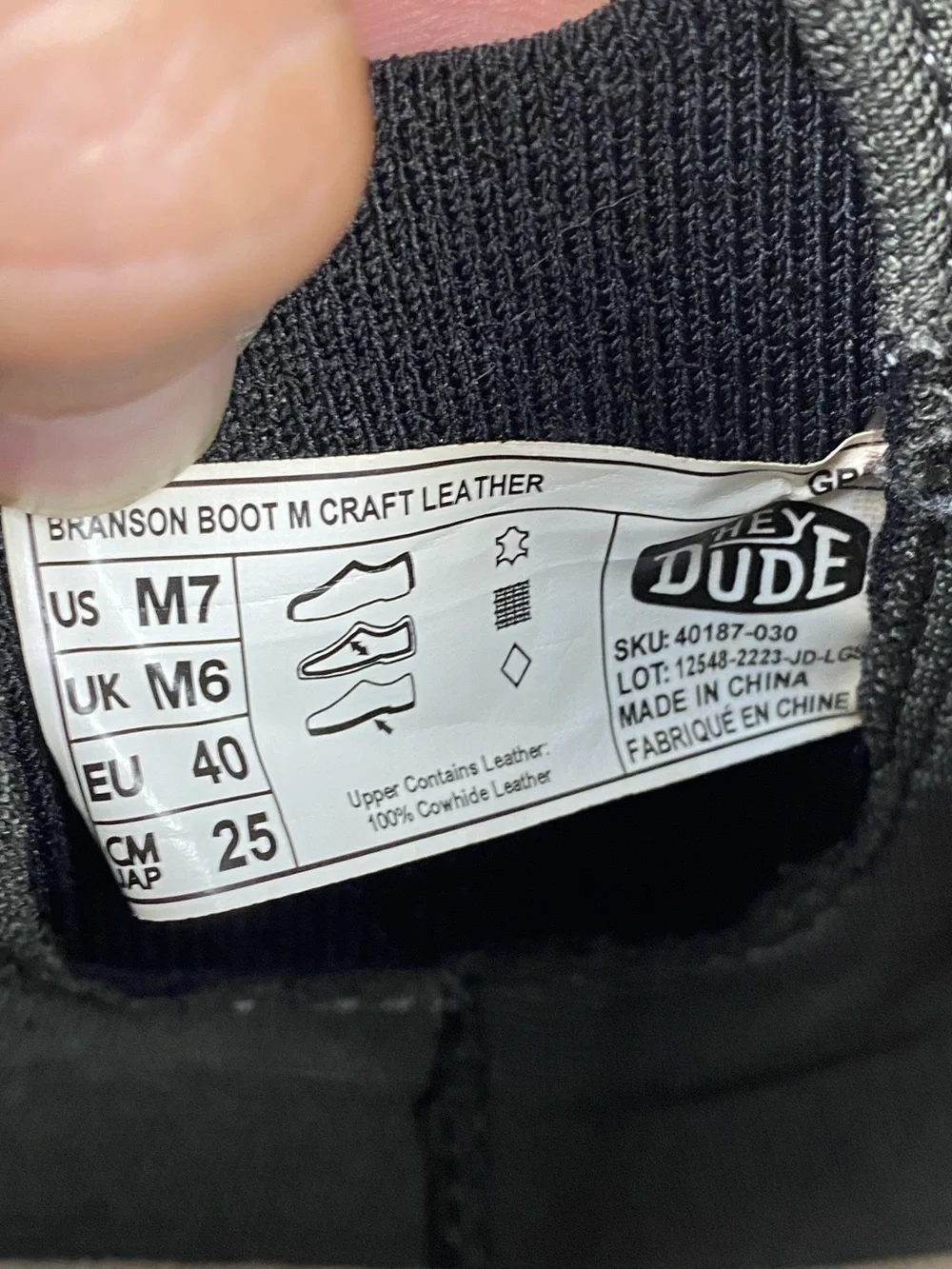 Hey Dude Branson Boot Grey Craft Leather Lightweight Chelsea Style Men’s Size 7